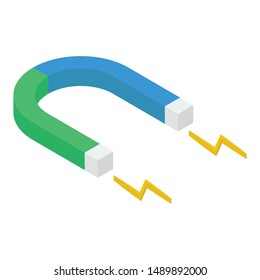 Icon of a magnet in isometric design.