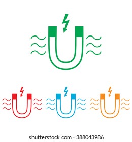 Icon of magnet with magnetic force