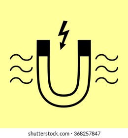 Icon of magnet with magnetic force indication