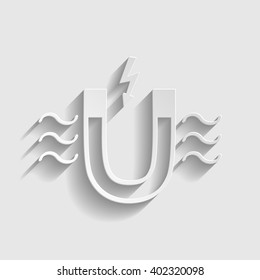 Icon of magnet with magnetic force indication