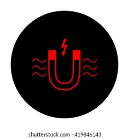 Icon of magnet with magnetic force indication