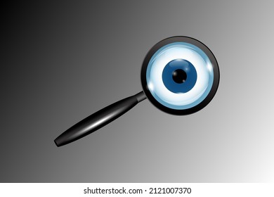 Icon with magnifier with eye. Thin line icon set. Vector illustration. stock image.