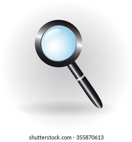 Icon magnifier with shadow on white background. Vector illustration