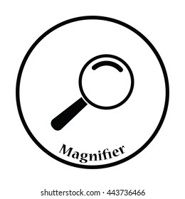 Icon of magnifier. Thin circle design. Vector illustration.