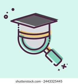 Icon Magnify Mortar Board. related to Learning symbol. MBE style. simple design illustration