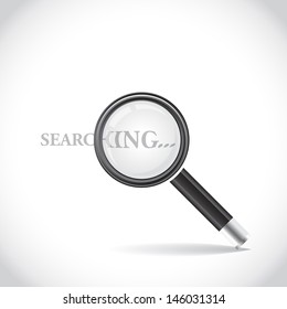 Icon of magnifying glass, drop shadow - illustration