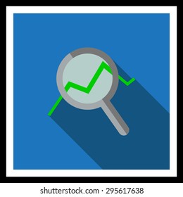 Icon of magnifying glass with graph