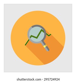 Icon of magnifying glass with graph