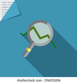 Icon of magnifying glass with graph