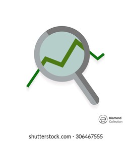Icon of magnifying glass with graph