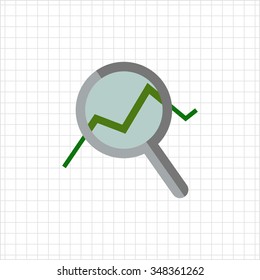 Icon of magnifying glass with graph
