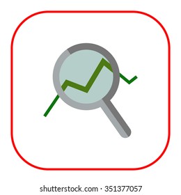 Icon of magnifying glass with graph