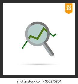 Icon of magnifying glass with graph