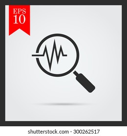 Icon of magnifying glass on electrocardiogram