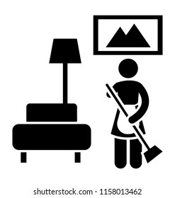 
Icon of maid cleaning floor by using broom
