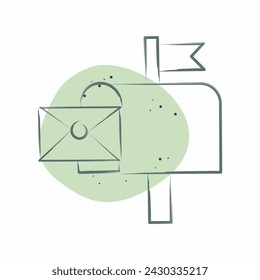 Icon Mail Box. related to Post Office symbol. Color Spot Style. simple design editable. simple illustration