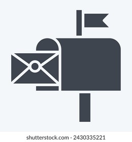 Icon Mail Box. related to Post Office symbol. glyph style. simple design editable. simple illustration