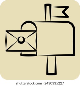 Icon Mail Box. related to Post Office symbol. hand drawn style. simple design editable. simple illustration
