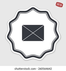 Icon mail. Flat design style. Made vector illustration. Emblem or label with shadow.