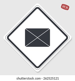 Icon mail. Flat design style. Made vector illustration. Emblem or label with shadow.