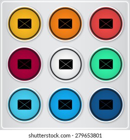 Icon mail. Flat design style. Made vector illustration. Emblem or label with shadow.