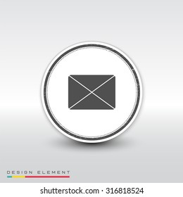 Icon mail. Flat design style. Made vector illustration. Emblem or label with shadow.