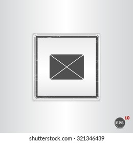 Icon mail. Flat design style. Made vector illustration. Emblem or label with shadow.