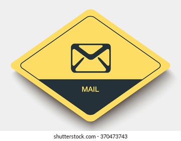 icon MAIL and shadow. yellow a rhombus icon