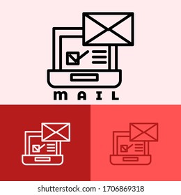 icon  mail with style line