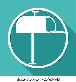 Icon Mailbox on white circle with a long shadow