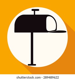 Icon Mailbox on white circle with a long shadow