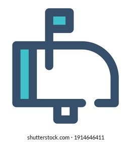 icon mailbox using filled line style and blue color