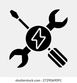 Mantenimiento de iconos. Elementos de vehículos eléctricos. Icono en estilo glifo.