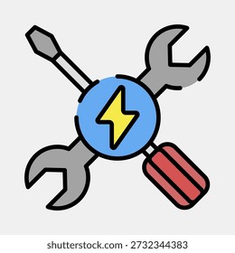 Manutenção de ícones. Elementos de veículos elétricos. Ícone em estilo de linha preenchida.