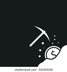 Icon of making money, picks and coins.