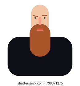 Icon with Male Character with Beard.  Vector Illustration. Simple Fla Design. Man Beard Portrait 
