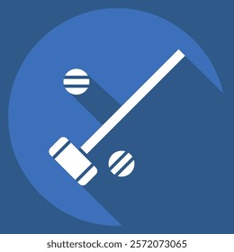 Icon Mallets And Ball. related to Equestrian Sport symbol. long shadow style. editable