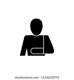 The icon of a man with a bandaged hand. Simple flat icon illustration, vector of a man with a bandaged hand for a website or mobile application on white background