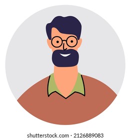 Icon Man Beard Glasses Portrait European Stock Vector (Royalty Free ...