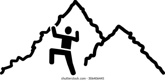Icon man climbing mountains