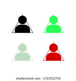 Icono de diferentes colores en un triángulo