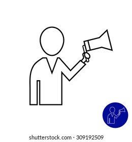 Icon of man figure holding megaphone