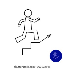 Icon of man figure running up staircase