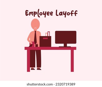 Icon man fired or laid off from work. Unemployment, crisis, jobless and employee job reduction. Icon vector illustration isolated background