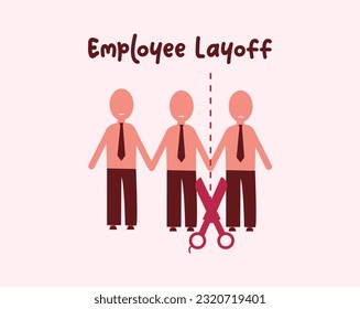 Icon man fired or laid off from work. Unemployment, crisis, jobless and employee job reduction. Massive layoff illustration. Icon vector illustration isolated background