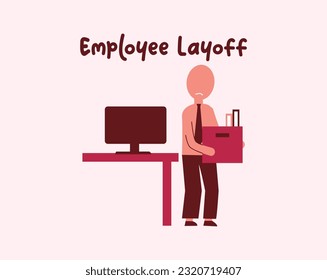 Icon man fired or laid off from work. Unemployment, crisis, jobless and employee job reduction. Icon vector illustration isolated background