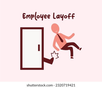 Icon man fired or laid off from work. Unemployment, crisis, jobless and employee job reduction. Icon vector illustration isolated background