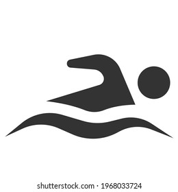 Icon Of A Man Floating On The Waves. Vector Image Isolated On A White Background. Flat Icon In Black Style. Signs And Symbols For Websites, Web Design, And Mobile Apps.