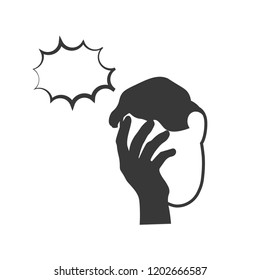 Icon of man with a gestures facepalm expression. Man with hand flopping her forehead. Headache, disappointment or shame. Epic fail emotion. Isolated vector illustration.
