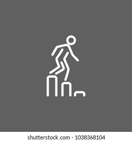 Icon of man going down on diagram. Metaphor, chart, businessman. Business failure concept. Can be used for topics like business, loss, decrease